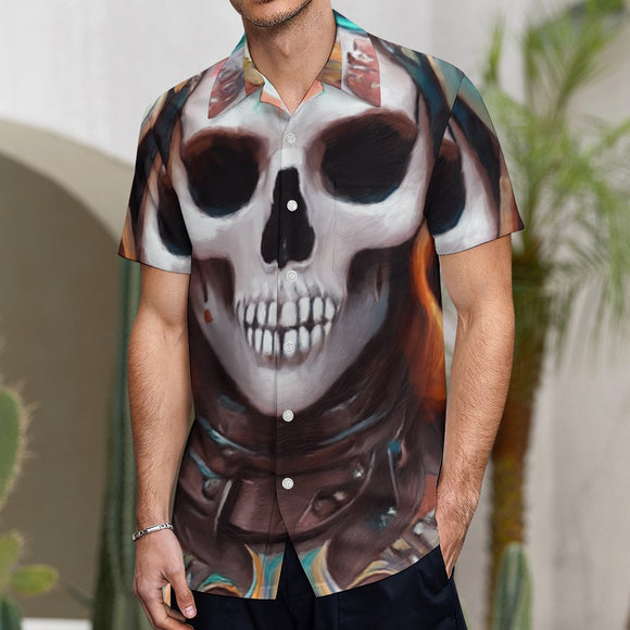 Skull Design Short Sleeve Polyester Shirt