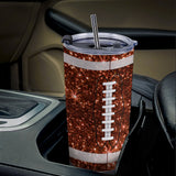 Glitter Football Travel Coffee Mug 20 Oz