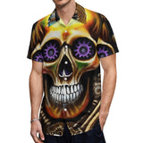 Skull Design Short Sleeve Polyester Shirt