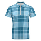 Blue Plaid Short Sleeve Polo Shirt