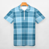 Blue Plaid Short Sleeve Polo Shirt