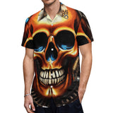 Skull Design Short Sleeve Polyester Shirt