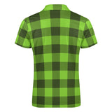 Green Plaid Short Sleeve Polo Shirt