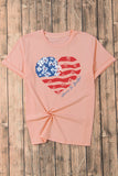 Heart Round Neck Short Sleeve T-Shirt