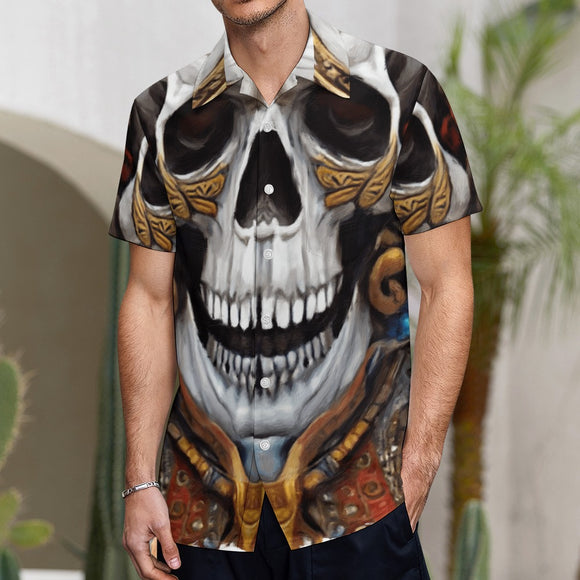 Skull Design Short Sleeve Polyester Shirt