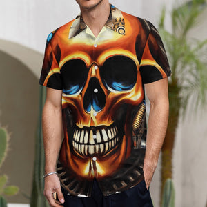 Skull Design Short Sleeve Polyester Shirt