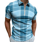 Blue Plaid Short Sleeve Polo Shirt