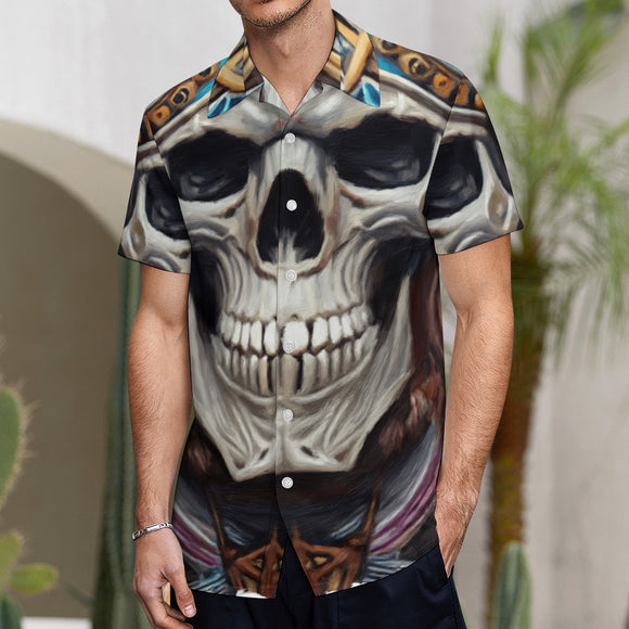 Skull Design Short Sleeve Polyester Shirt