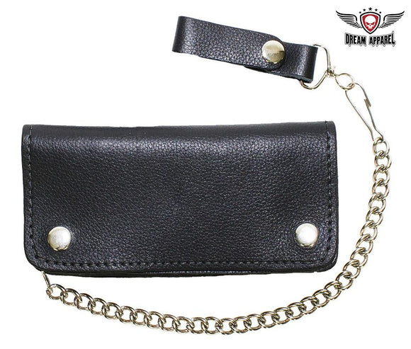 Heavy Duty Black Leather Motorcycle Chain Wallet