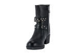 Ladies Zippered Black Multi-Studded Buckle Boots By Dream Apparel