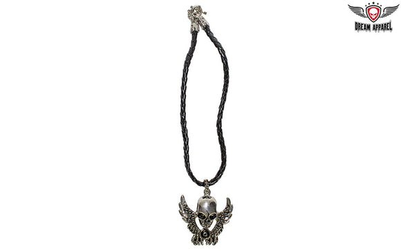 Pewter Flying Skull Pendent