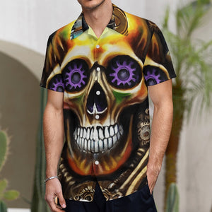 Skull Design Short Sleeve Polyester Shirt