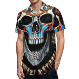 Skull Design Short Sleeve Polyester Shirt