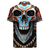 Skull Design Short Sleeve Polyester Shirt