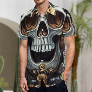 Skull Design Short Sleeve Polyester Shirt