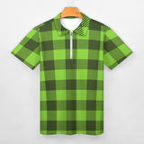 Green Plaid Short Sleeve Polo Shirt