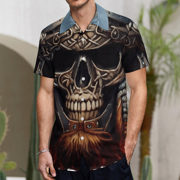 Skull Design Short Sleeve Polyester Shirt