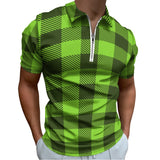 Green Plaid Short Sleeve Polo Shirt