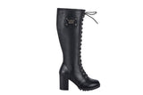 Womens Knee High Laced Boots By Dream Apparel® Zipper on Side