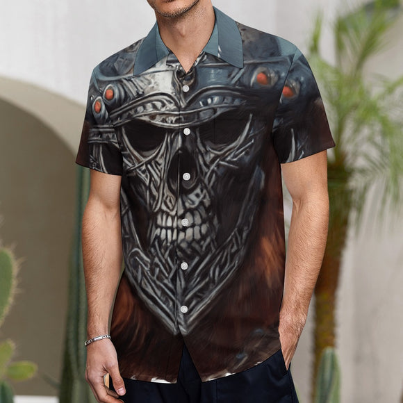 Skull Design Short Sleeve Polyester Shirt