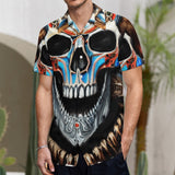 Skull Design Short Sleeve Polyester Shirt