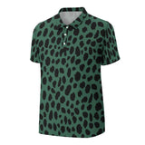 Animal Print Straight Polo Shirt - Green