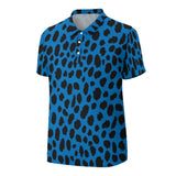 Animal Print Straight Polo Shirt - Blue