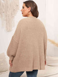 Plus Size Open Front Dropped Shoulder Knit Cardigan