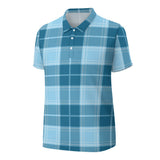 Blue Plaid Polo Straight Shirt