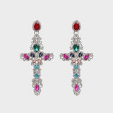 Rhinestone Alloy Cross Earrings