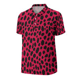 Animal Print Straight Polo Shirt - Red