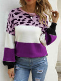 Color Block Round Neck Sweater