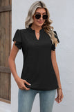 Eyelet Notched Flutter Sleeve T-Shirt