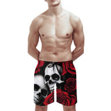 Men's Skulls and Roses Casual Beach Shorts