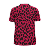 Animal Print Straight Polo Shirt - Red