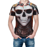 Skull Design Straight Polo Shirt