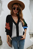 Contrast Button Front V-Neck Cardigan