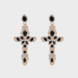 Rhinestone Alloy Cross Earrings