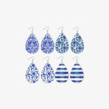 Printed PU Teardrop Earrings