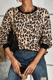 Leopard Round Neck Dropped Shoulder Sweatshirt