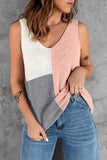 Color Block V-Neck Knitted Tank