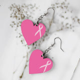 Breast Cancer Wooden Earrings Pendant