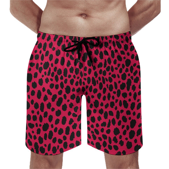 Men's Print Casual Beach Shorts - Red