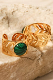 18k Gold Plated Malachite Leaf Ring