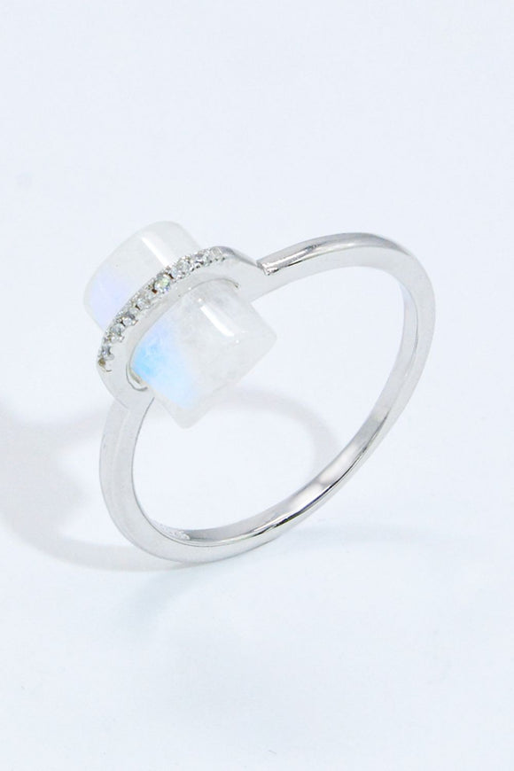 Natural Moonstone Platinum-Plated Ring