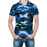 Blue Camo Straight Polo Shirt