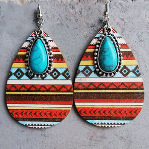 Artificial Turquoise Geometric Teardrop Earrings