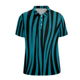 Striped Straight Polo Shirt - Blue