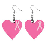 Breast Cancer Wooden Earrings Pendant