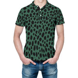 Animal Print Straight Polo Shirt - Green